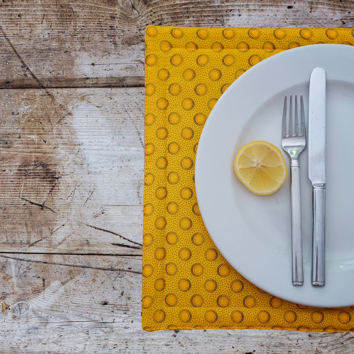 Yellow Reversable Shweshwe Cotton Padded Placemats (Set of 6)