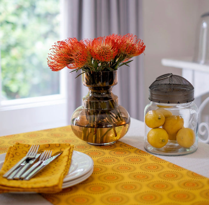 Yellow  Shweshwe Cotton Table Runner (Standard or Long)