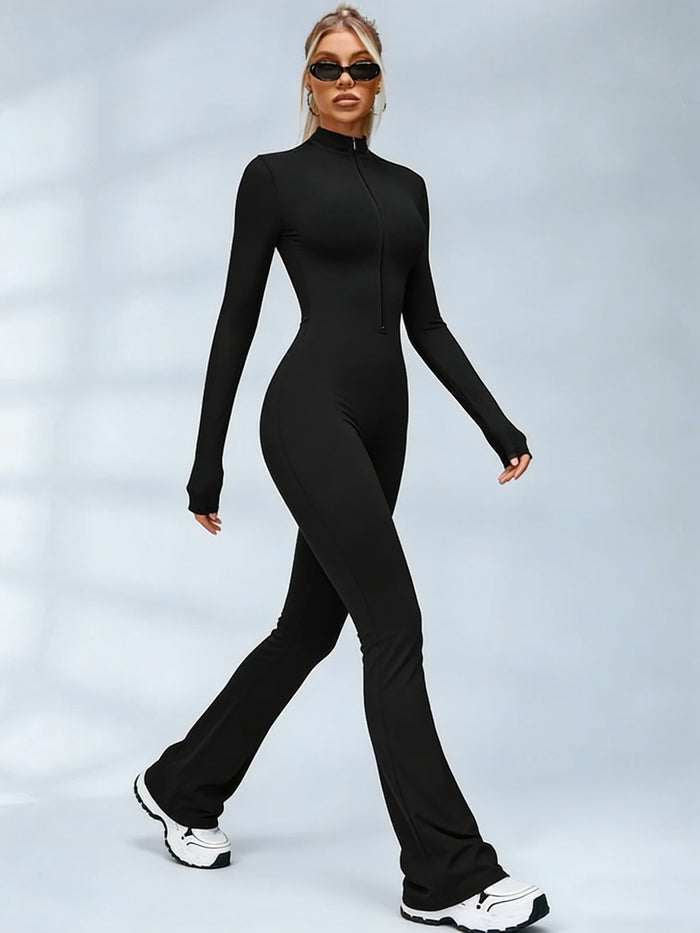Zipper Flare Jumpsuit