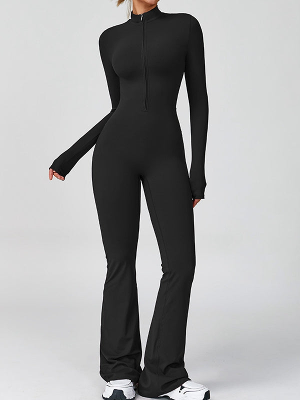Zipper Flare Jumpsuit