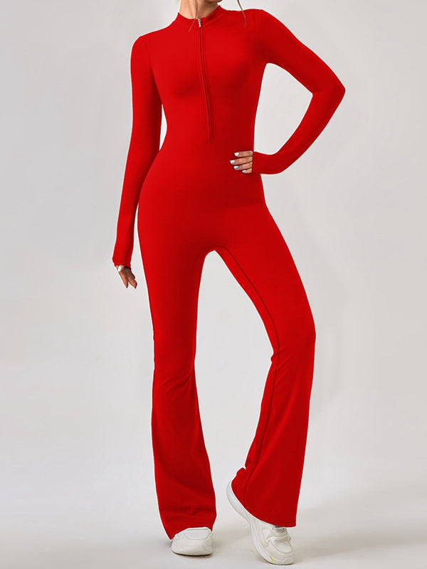 Zipper Flare Jumpsuit