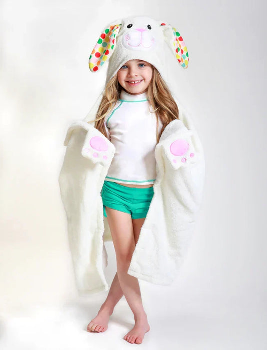 Zoocchini - Kids Plush Terry Hooded Bath Towel - Bell Bunny