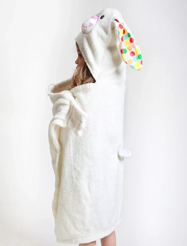 Zoocchini - Kids Plush Terry Hooded Bath Towel - Bell Bunny
