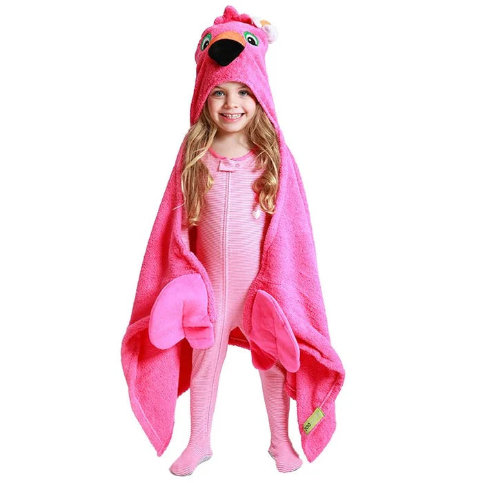 Zoocchini Hooded Bath Towels - Franny Flamingo
