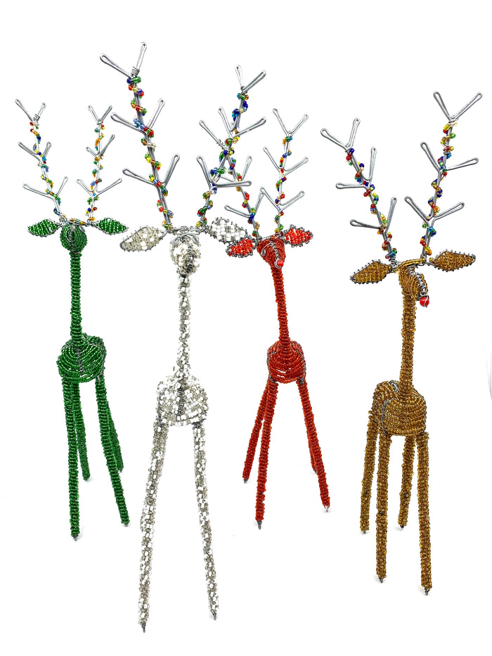 Zulu Beaded 3D Reindeer Christmas Ornaments